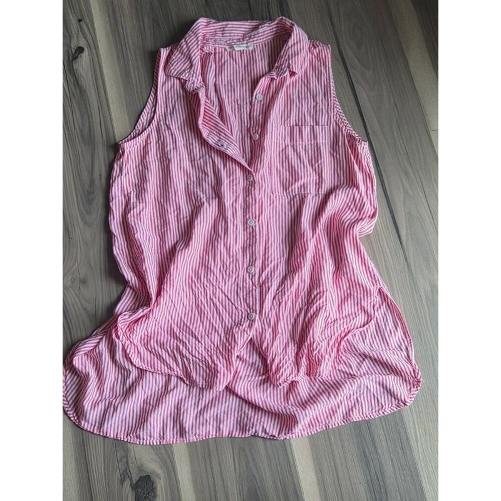Striped pink button top